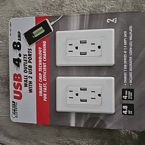 NEW FEIT ELECTRIC WALL OUTLETS WITH USB PORTS - 2 PACK 4.8 AMP USB